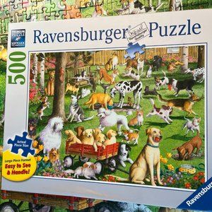 RAVENSBURGER 2016 "At the Dog Park" Jigsaw Puzzle 500 Pieces Large Piece Format